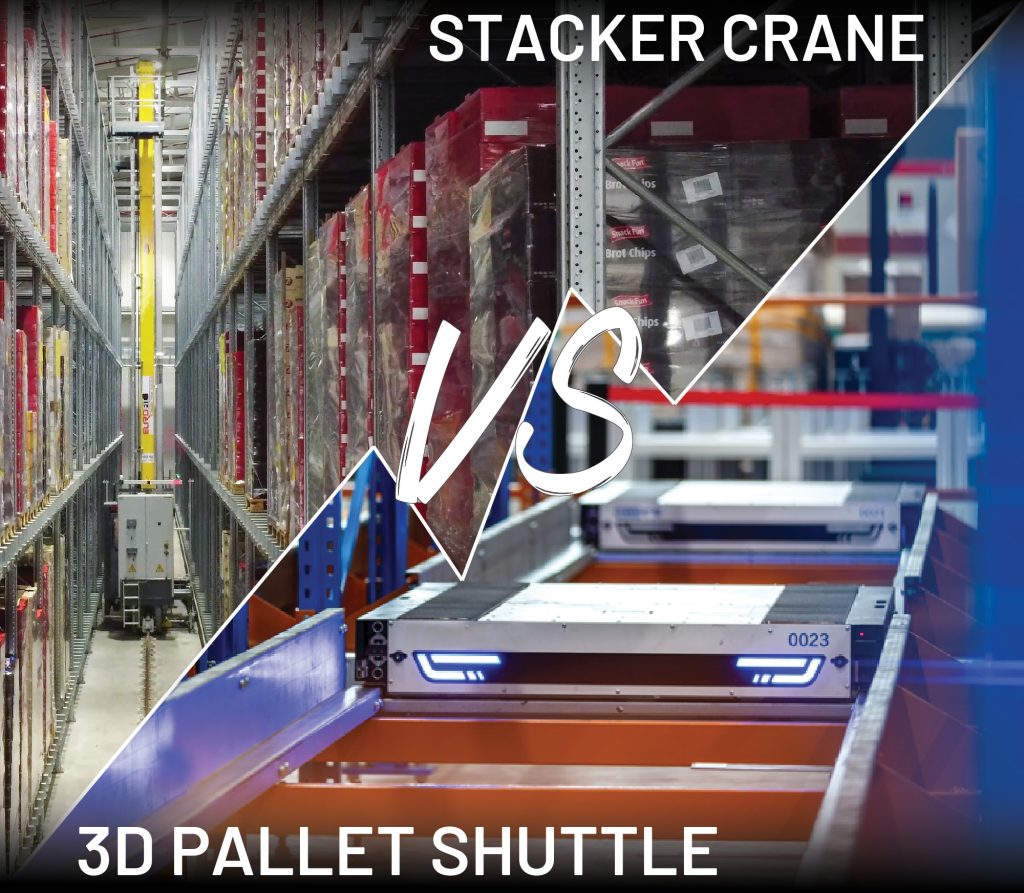 Stacker crane 3d pallet shuttle